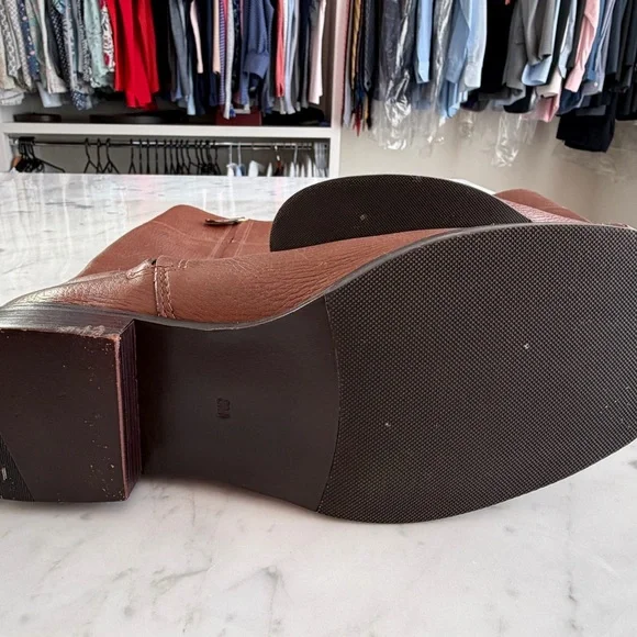 Preowned Tory Burch Brown Leather Knee-High Boots size 8 - Picture 6 of 11